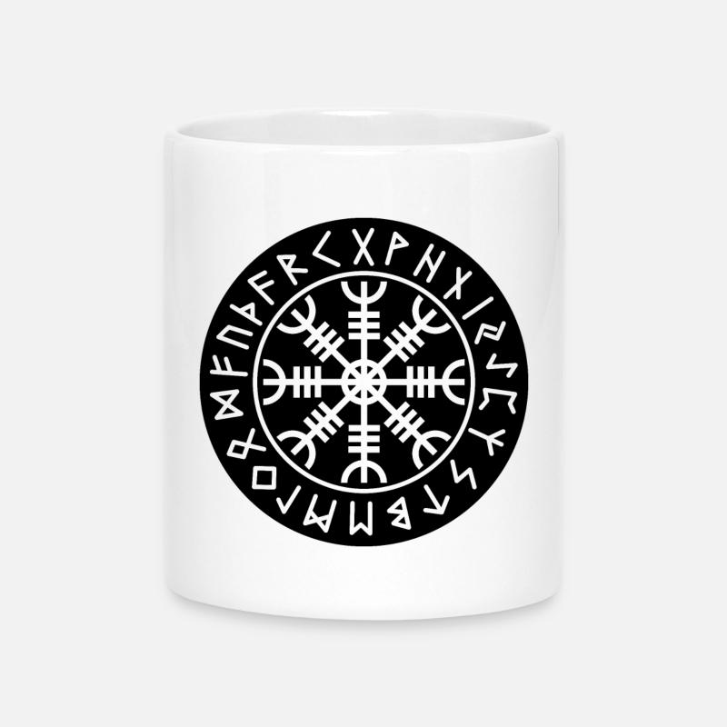 Runes en cercle noir d’Aegishjalmur - Mug avec anse en forme de cœur - blanc