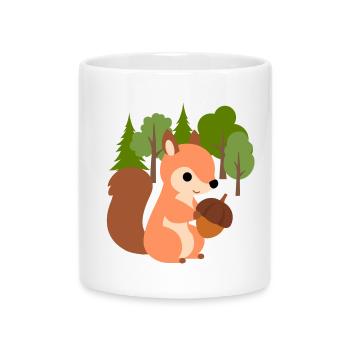 Eichhörnchen mit Nuss - Tasse mit Herzhenkel - Weiß - Vorne