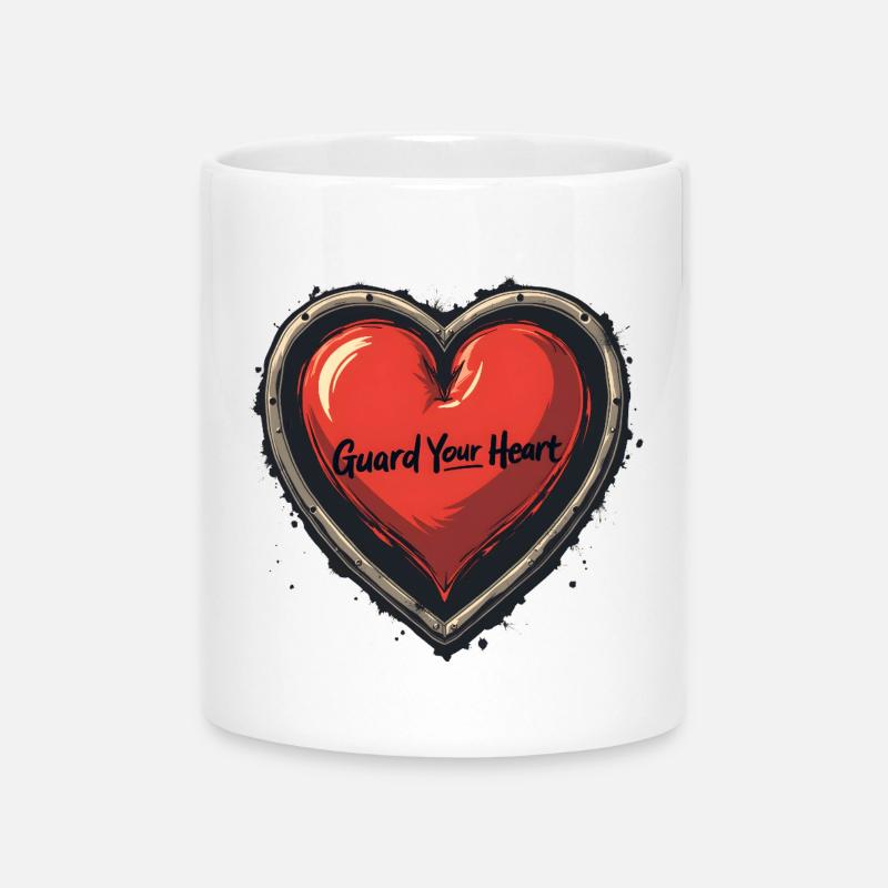 Guard Your Heart - Mug with Heart-Shaped Handle - white