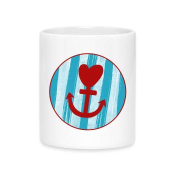Anker Streifen Hamburg Liebe Herz Nordsee Ahoi Fan - Tasse mit Herzhenkel - Weiß - Vorne