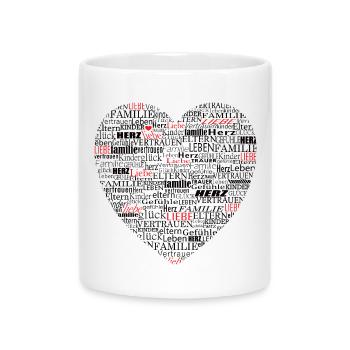 Heart Typography Dear Family - Mug with Heart-Shaped Handle - white - Front