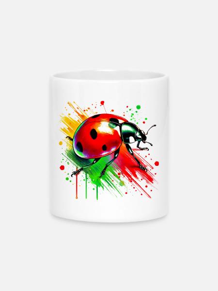 Marienkäfer - Tasse mit Herzhenkel - Weiß