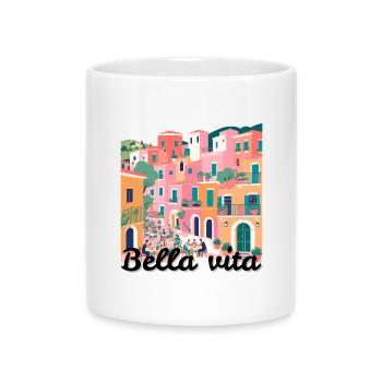 Village coloré méditerranéen en terrasse - Mug avec anse en forme de cœur - blanc - Devant