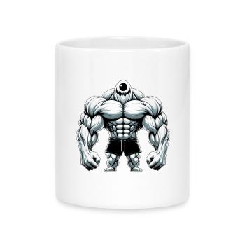 Einäugiger Muskelkoloss - Perfekt fürs Gym - Tasse mit Herzhenkel - Weiß - Vorne