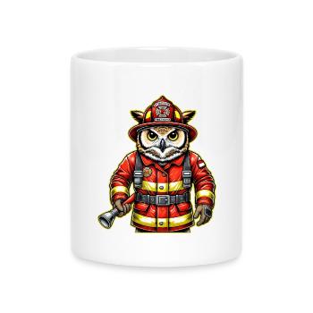 Hibou des pompiers – Le courage rencontre la sagesse - Mug avec anse en forme de cœur - blanc - Devant