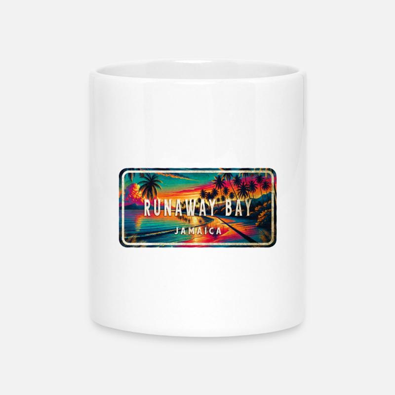 Runaway Bay Jamaïque – Panneau - Mug avec anse en forme de cœur - blanc