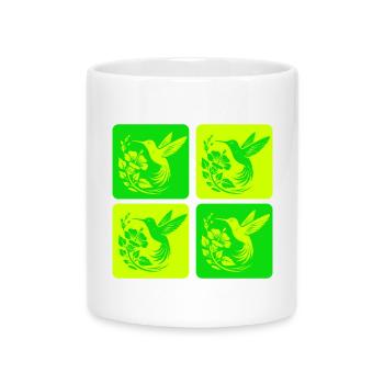 Kolibri & Blüte – Nature Design - Tasse mit Herzhenkel - Weiß - Vorne