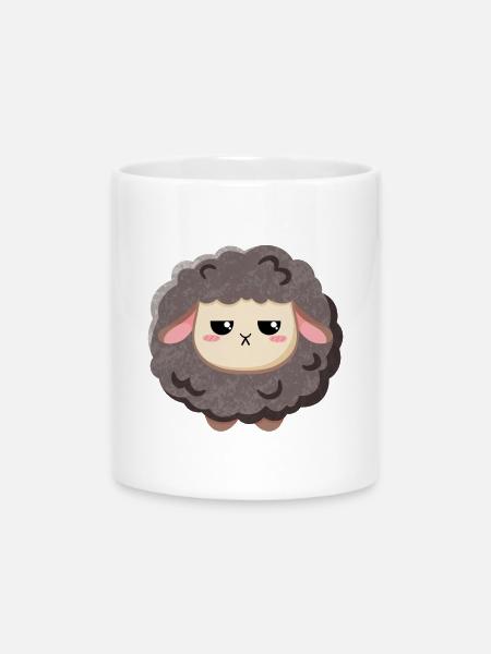 Schwarzes Schaf - grimmig und süß - Tasse mit Herzhenkel - Weiß