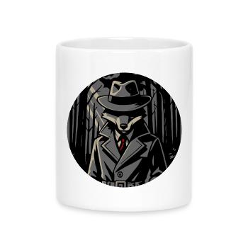 Renard mystérieux en trench-coat – motif animalier - Mug avec anse en forme de cœur - blanc - Devant
