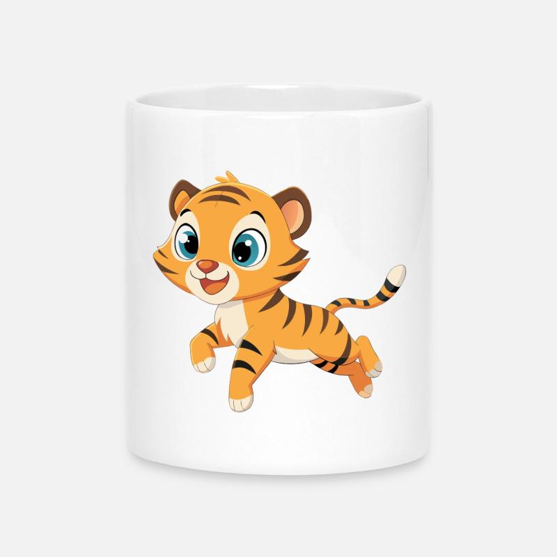 Bébé tigre joueur aux grands yeux - Mug avec anse en forme de cœur - blanc