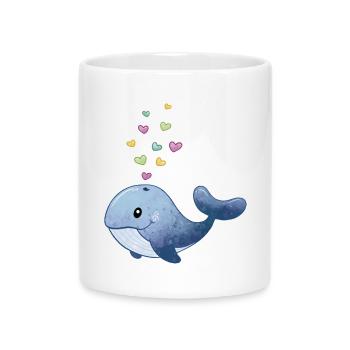 Baleine avec cœur - Mug avec anse en forme de cœur - blanc - Devant