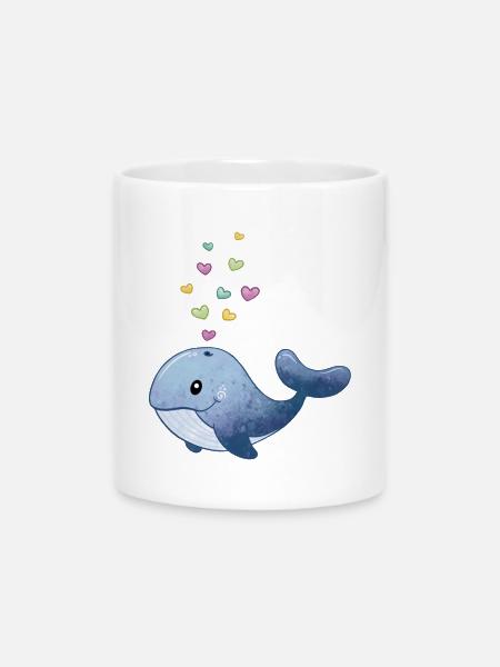 Baleine avec cœur - Mug avec anse en forme de cœur - blanc