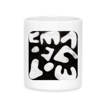 Abstract Monoprint Art Print Tribal - Mug with Heart-Shaped Handle - white - Front