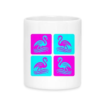 Flamant rose Vagues Pop Art - Mug avec anse en forme de cœur - blanc - Devant
