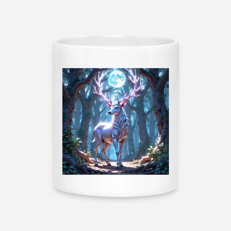 Power Animal Deer under the Moonlight - Mug with Heart-Shaped Handle - white