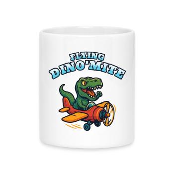 Flying Dino'Mite Plane - Mug with Heart-Shaped Handle - white - Front