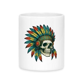 Native Tribal Skull Illustration - Mug with Heart-Shaped Handle - white - Front