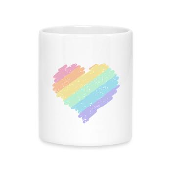 Regenbogen Herz Pastellfarben Pride Monat LGBTQ+ - Tasse mit Herzhenkel - Weiß - Vorne