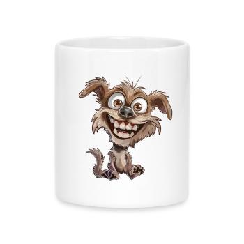 Un chien de dessin animé riant - Mug avec anse en forme de cœur - blanc - Devant