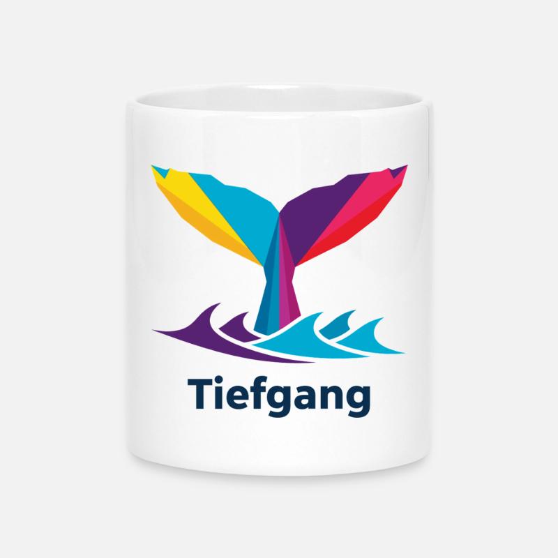 Abstrait coloré nageoire de baleine avec « tirant d’eau » - Mug avec anse en forme de cœur - blanc