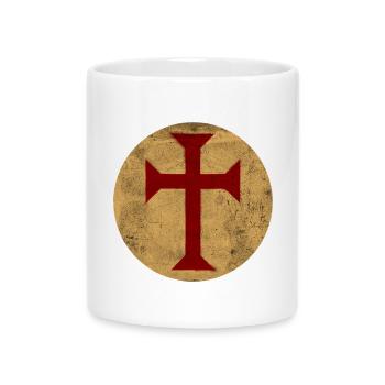 Templar Cross in Golden Circle - Mug with Heart-Shaped Handle - white - Front