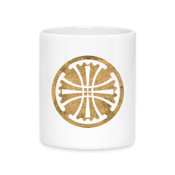 Croix de Canterbury dans un cercle doré - Mug avec anse en forme de cœur - blanc - Devant