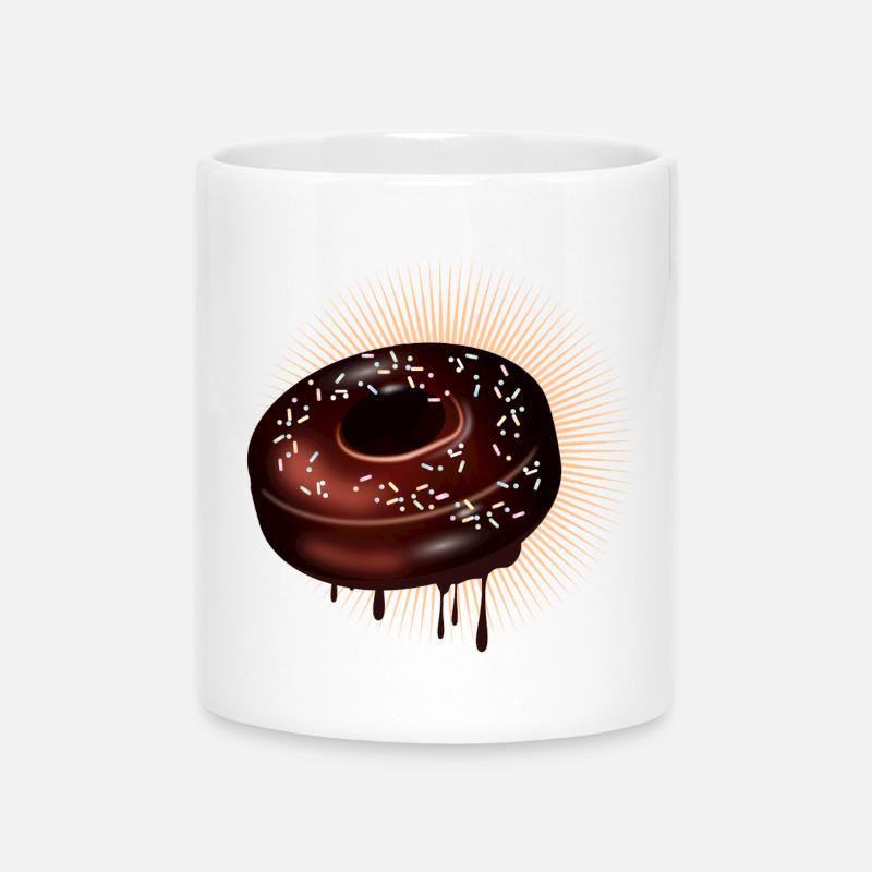 Chocolate donut motif with icing and sprinkles - Mug with Heart-Shaped Handle - white
