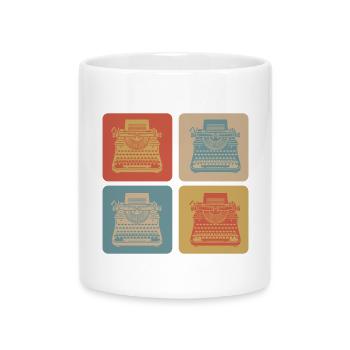 Schreibmaschinen Vintage Design - Tasse mit Herzhenkel - Weiß - Vorne