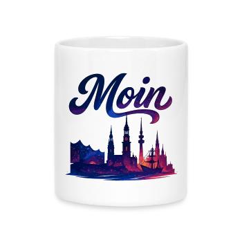 Hamburg Moin Stadt Silhouette galaktisch Geschenk - Tasse mit Herzhenkel - Weiß - Vorne