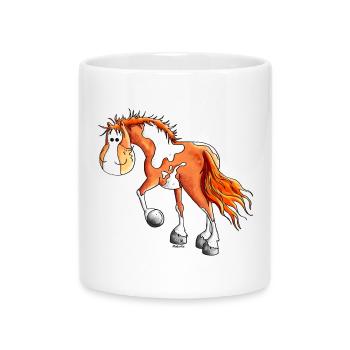 Knuffiger Pinto - Westernpferd - Tasse mit Herzhenkel - Weiß - Vorne