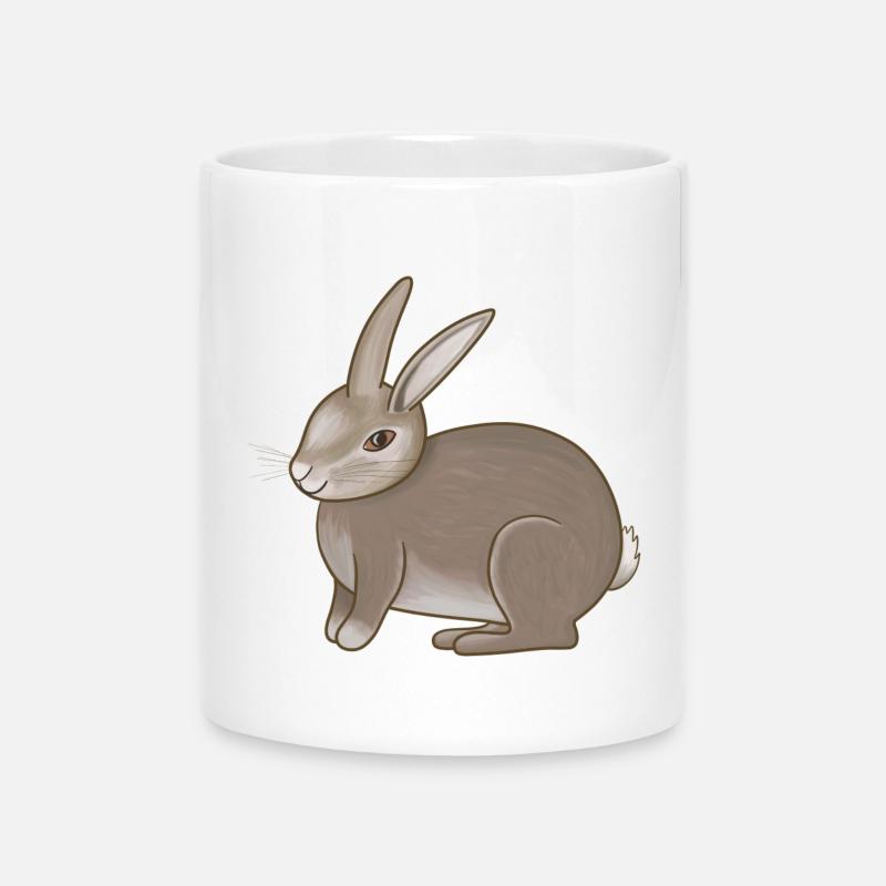 Lapin brun - Mug avec anse en forme de cœur - blanc