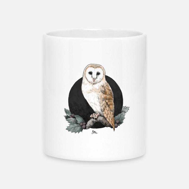 Barn owl before new moon - Mug with Heart-Shaped Handle - white