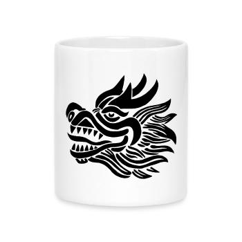 Chinesischer Drachenkopf (Schwarz) - Tasse mit Herzhenkel - Weiß - Vorne
