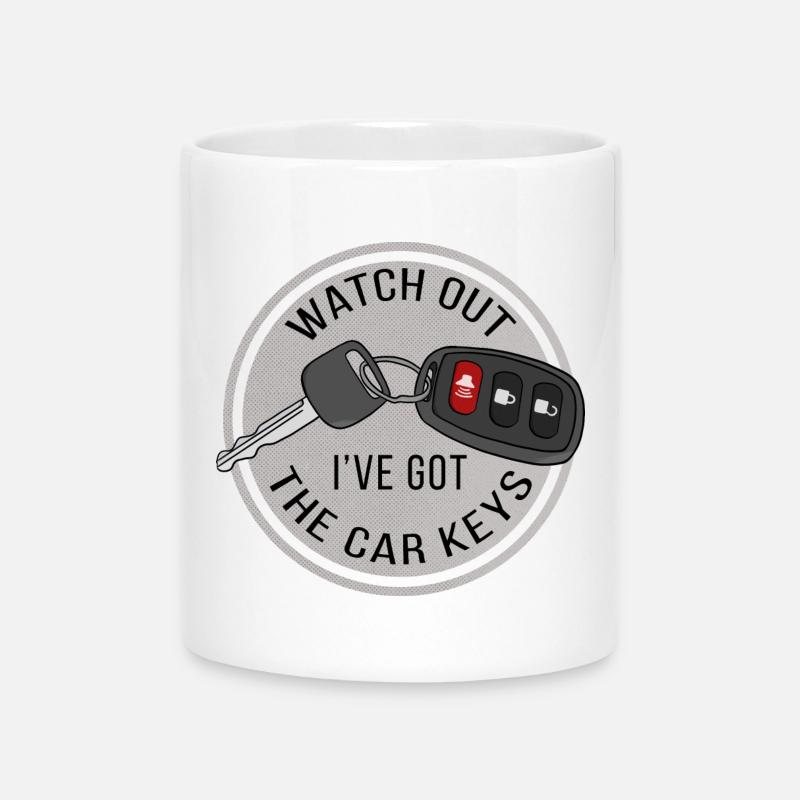 Watch Out I've Got The Car Keys - Mug with Heart-Shaped Handle - white