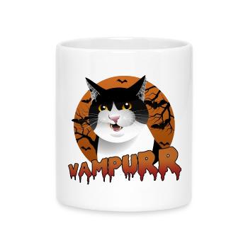 Vampurr : le chat d’Halloween parfait avec une morsure - Mug avec anse en forme de cœur - blanc - Devant