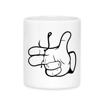 Peow Peow - Anglerhand - Nokidding-Fishing - Mug with Heart-Shaped Handle - white - Front