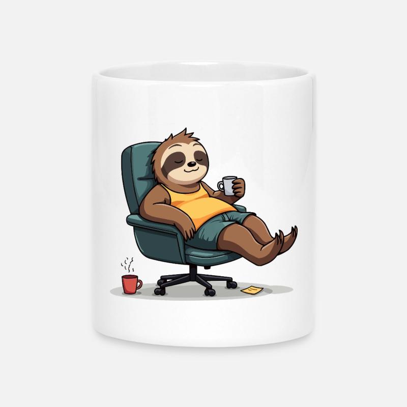 Office? First coffee! – Sloth Style - Mug with Heart-Shaped Handle - white
