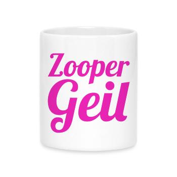 Zooper Geil – Déclaration en rose avec humour - Mug avec anse en forme de cœur - blanc - Devant
