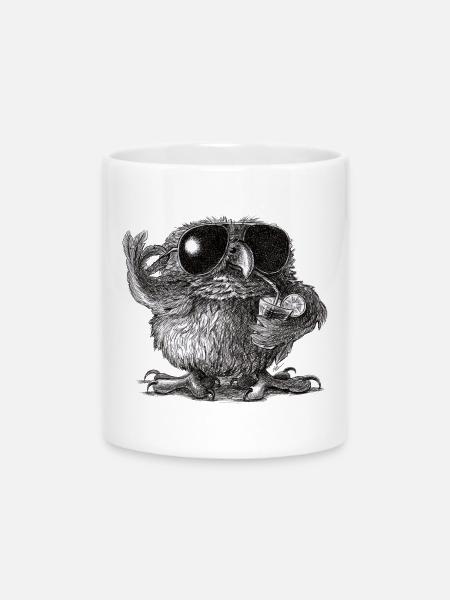 Coole Eule - Tasse mit Herzhenkel - Weiß