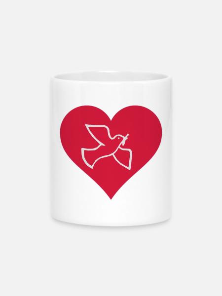 Friedenstaube Herz - Tasse mit Herzhenkel - Weiß
