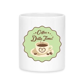 Coffe Date Time - Mug with Heart-Shaped Handle - white - Front