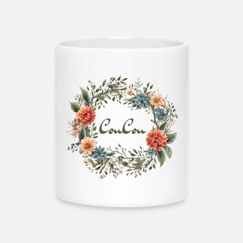CouCou Flower - Blütenkranz - Blumen - Kranz - Tasse mit Herzhenkel - Weiß