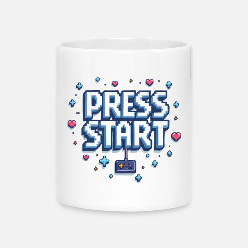 Press Start - Tasse mit Herzhenkel - Weiß