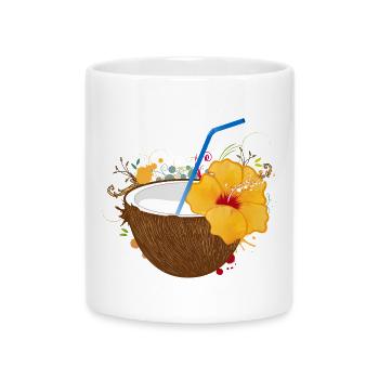 Exotischer Kokos-Cocktail mit Hibiskus - Tasse mit Herzhenkel - Weiß - Vorne