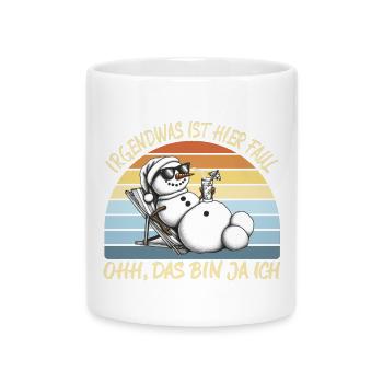 Irgendwas ist hier faul Schneemann - Tasse mit Herzhenkel - Weiß - Vorne