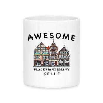 Celle, Altstadt Häuser, Handzeichnung, Deutschland - Tasse mit Herzhenkel - Weiß - Vorne