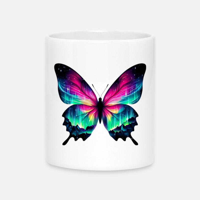 Papillon - Mug avec anse en forme de cœur - blanc