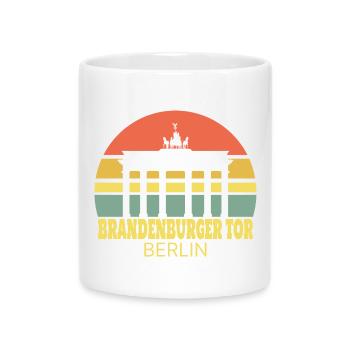 Brandenburger Tor Berlin Retro Silhouette - Tasse mit Herzhenkel - Weiß - Vorne