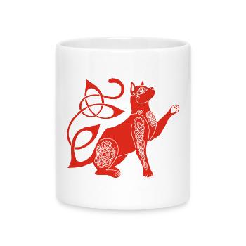 Celtic Red Cat - Mug with Heart-Shaped Handle - white - Front