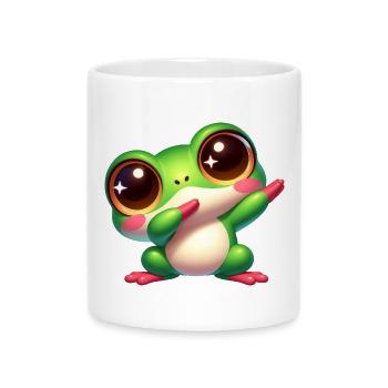 Süßer Frosch Dab Tanz Gamer Chibi Cartoon Kawaii - Tasse mit Herzhenkel - Weiß - Vorne